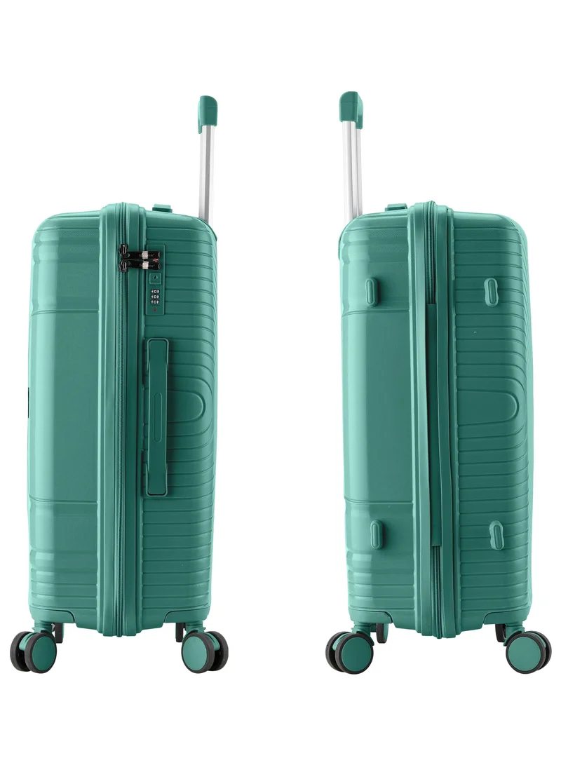 Senator  unisex hard case large checked luggage lightweight pp fashion trolley luggage with 360° degree 4 twin wheel and safe zippers kh1010 green  | Best Price UAE